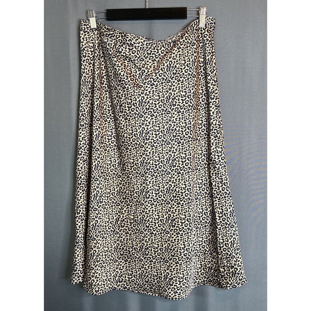 J.Crew A-line Satin Midi Skirt Large Leopard Animal Earth Tone Neutral Minimal
